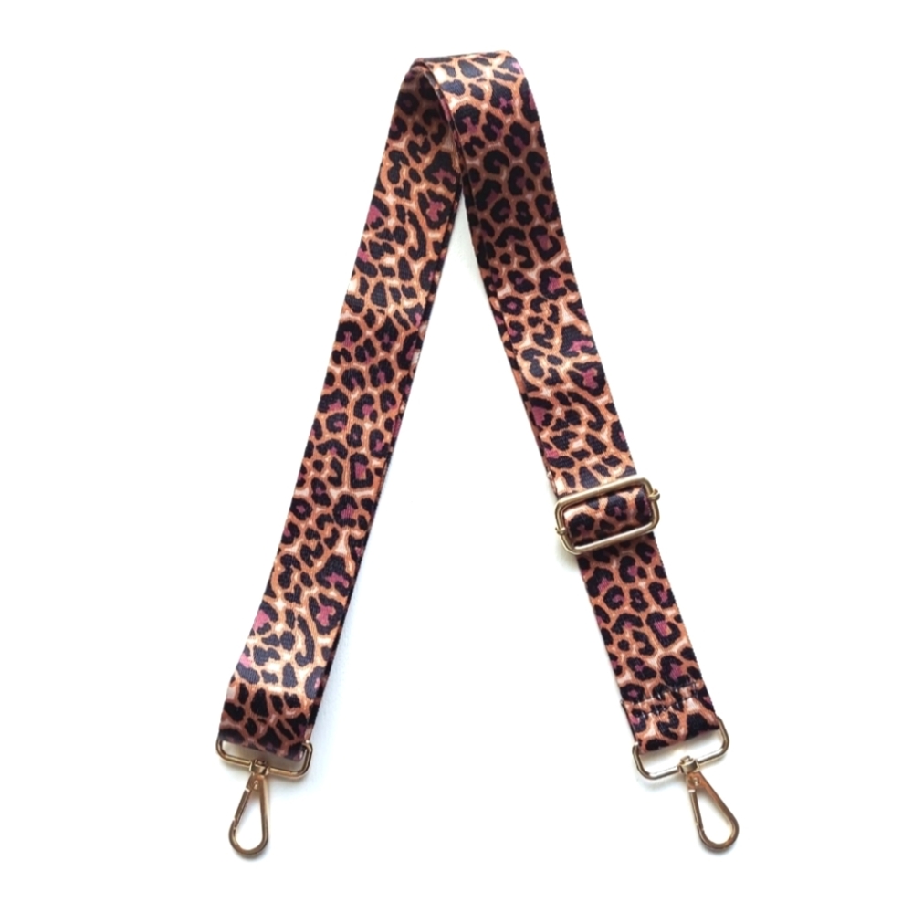 Bag Strap - Tan & Pink Leopard
